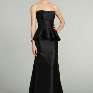 Black satin linen gown